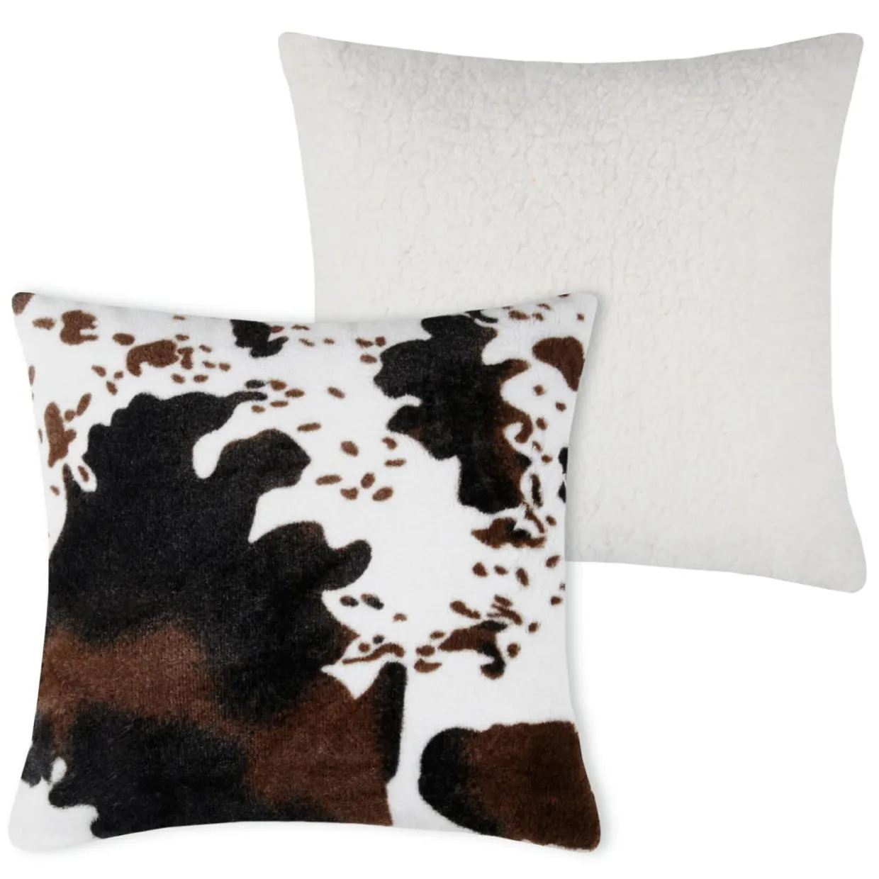 Coussin carré fausse fourrure (45 x 45 cm) Vache Brun