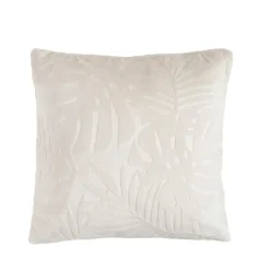 Coussin carré flanelle (45 x 45 cm) Flore Ecru