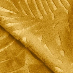 Coussin carré flanelle (45 x 45 cm) Flore Jaune moutarde