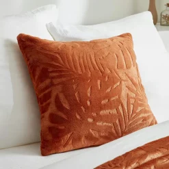 Coussin carré flanelle (45 x 45 cm) Flore Cuivre