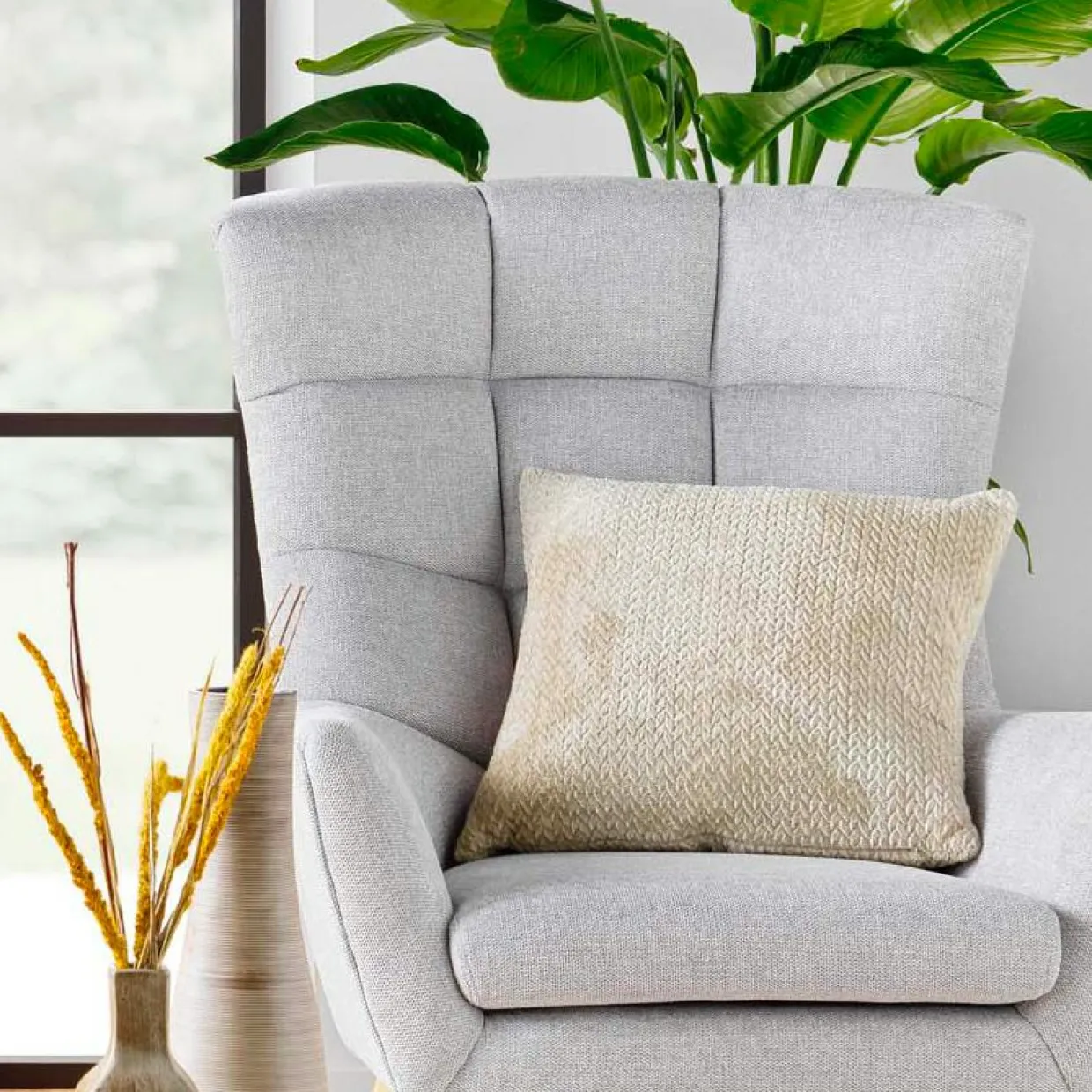 Coussin carré flanelle relief (45 x 45 cm) Flanela Beige