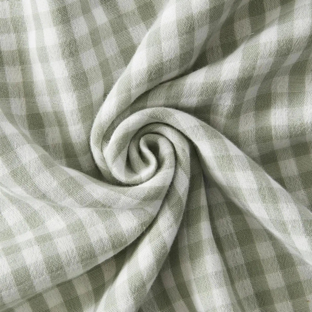 Coussin carré gaze de coton (45 x 45 cm) Gaïa vichy Vert eucalyptus