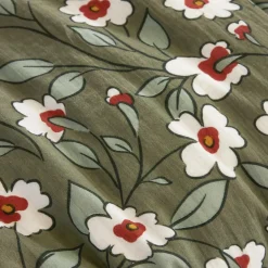 Coussin carré gaze de coton (45 x 45 cm) Gaïa marguerite Vert romarin