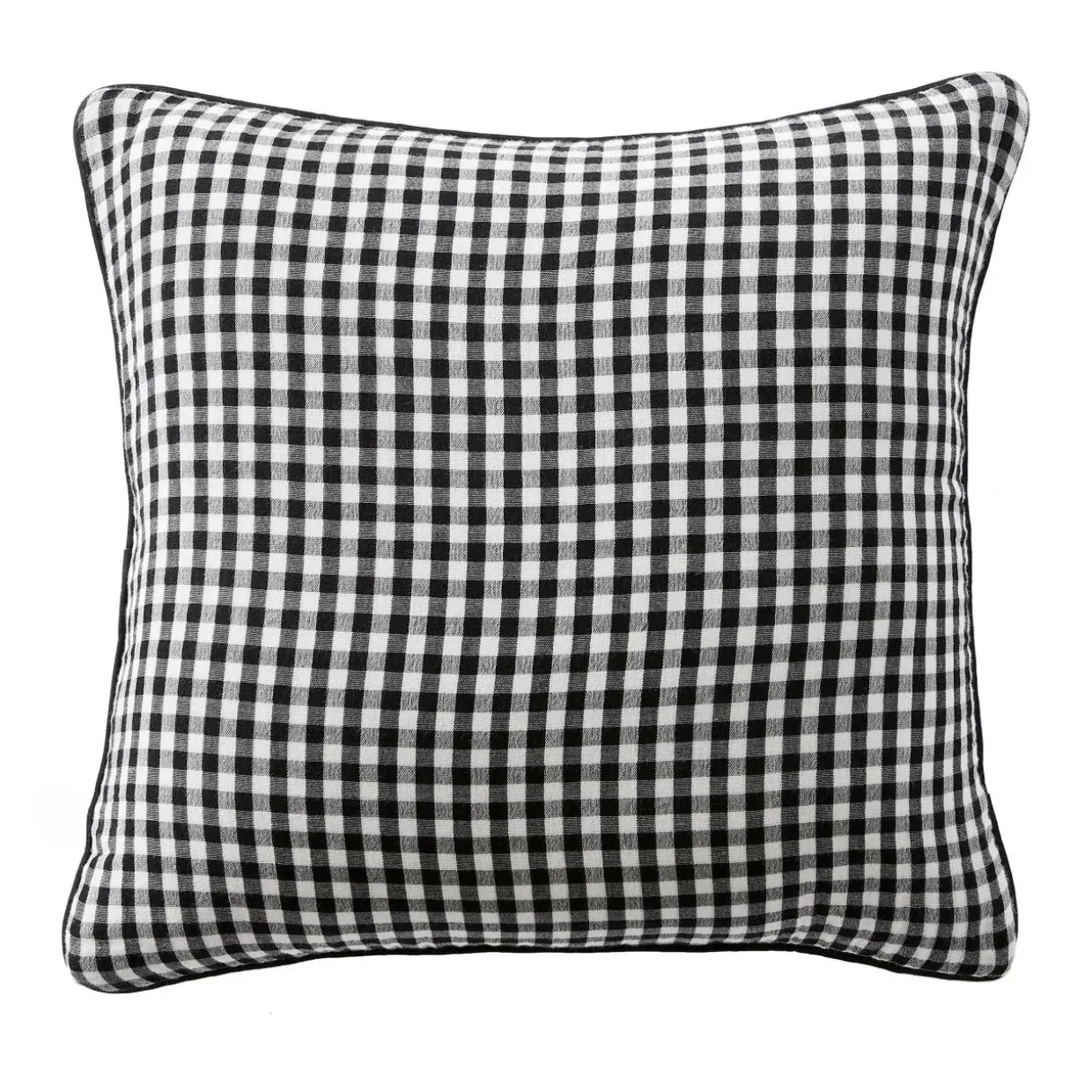 Coussin carré gaze de coton (45 x 45 cm) Gaïa vichy Noir