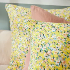 Coussin carré gaze de coton (45 x 45 cm) Abigaël Jaune