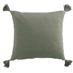 Coussin carré gaze de coton (40 x 40 cm) Gaïa Vert romarin