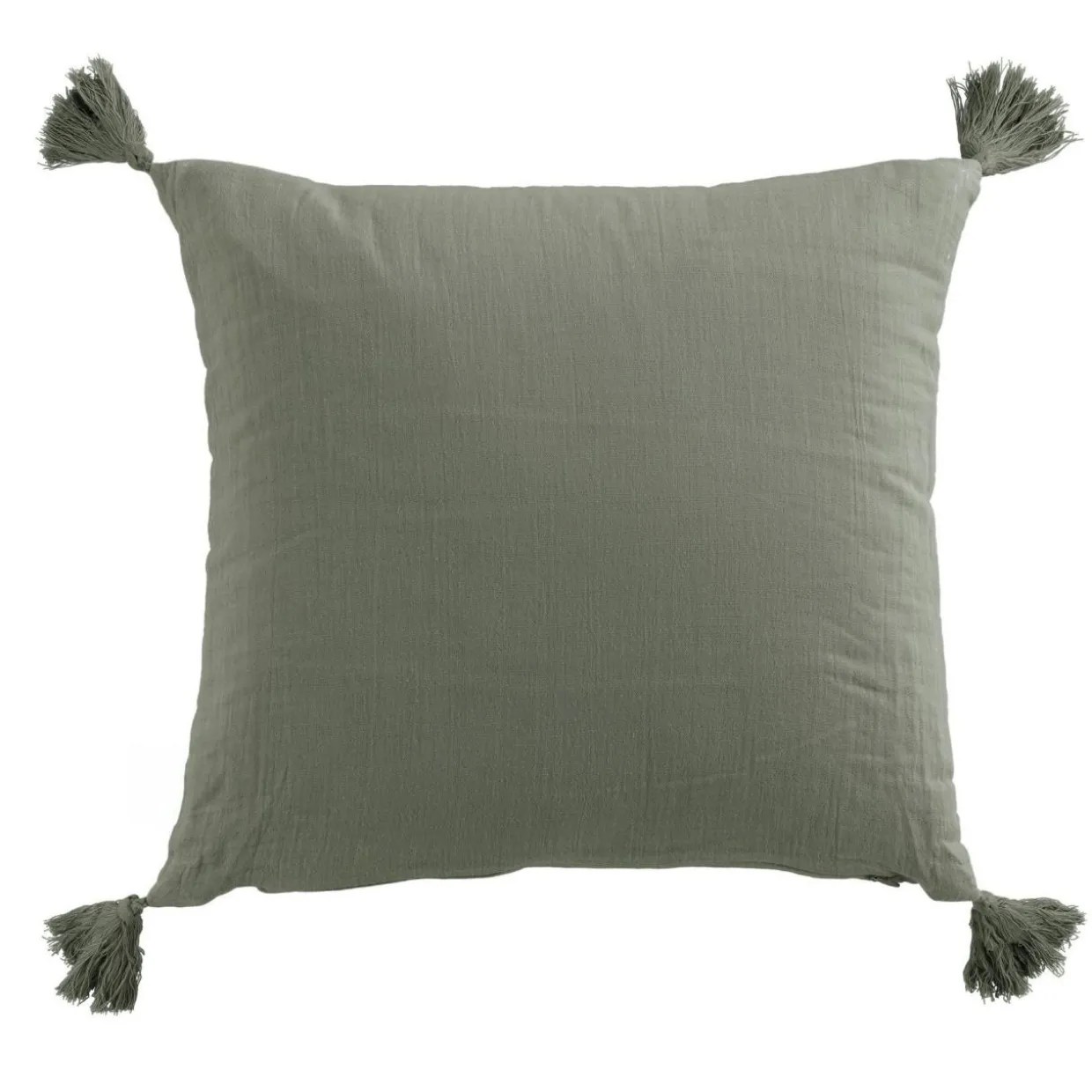 Coussin carré gaze de coton (40 x 40 cm) Gaïa Vert romarin