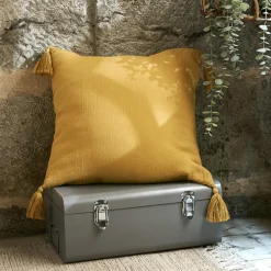 Coussin carré gaze de coton (40 x 40 cm) Gaïa Jaune safran