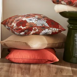 Coussin carré gaze de coton (45 x 45 cm) Gaïa azalée Terracotta