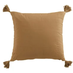 Coussin carré gaze de coton (40 x 40 cm) Gaïa Camel