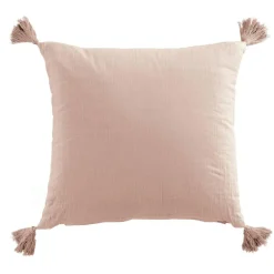 Coussin carré gaze de coton (40 x 40 cm) Gaïa Rose poudré