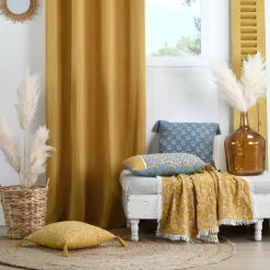 Coussin carré gaze de coton (40 cm) Sunda Bleu indigo