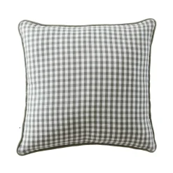 Coussin carré gaze de coton (45 x 45 cm) Gaïa vichy Vert romarin