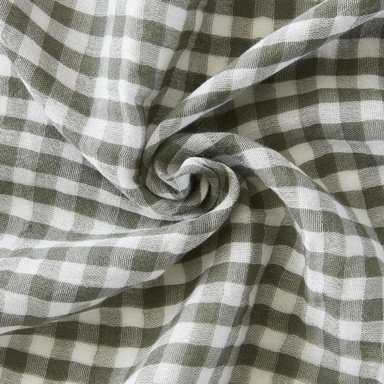 Coussin carré gaze de coton (45 x 45 cm) Gaïa vichy Vert romarin