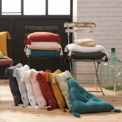 Coussin carré gaze de coton (40 x 40 cm) Gaïa Gris granit