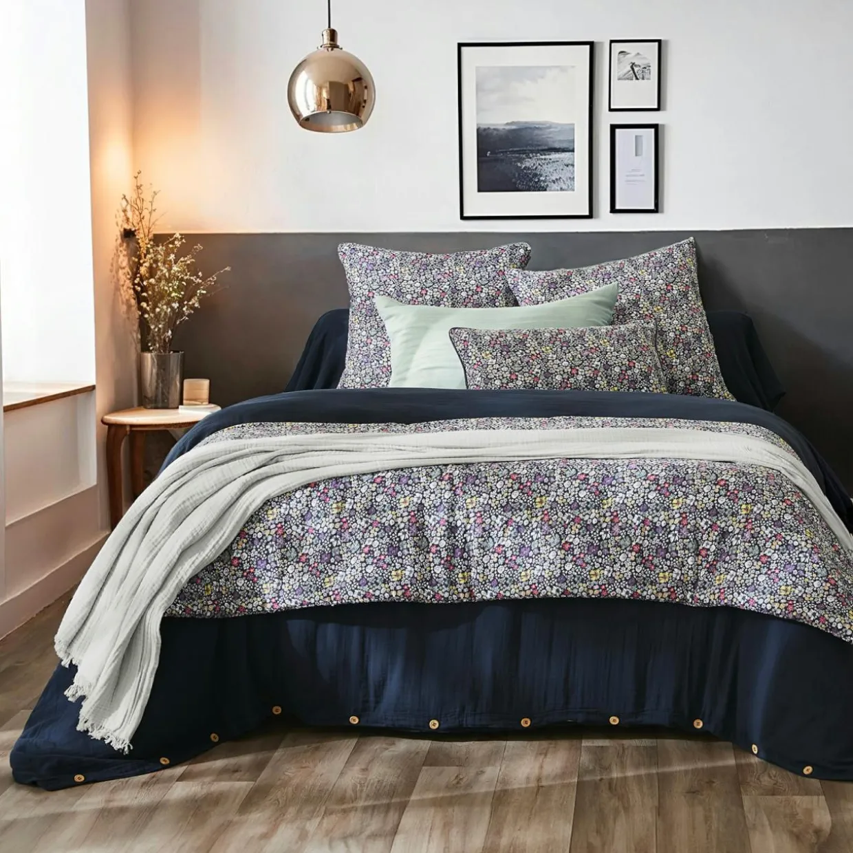 Coussin carré gaze de coton (45 x 45 cm) Elya Violet