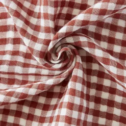 Coussin carré gaze de coton (45 x 45 cm) Gaïa vichy Terracotta