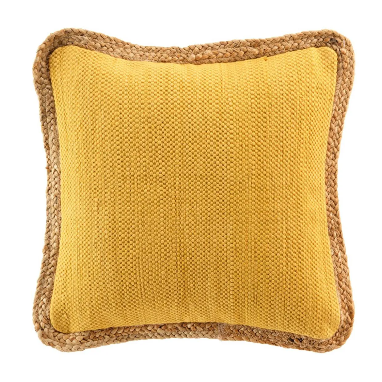 Coussin carré jute et coton (45 x 45 cm) Akina Jaune ocre