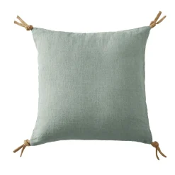 Coussin carré lin lavé (45 cm) Louise Vert eucalyptus