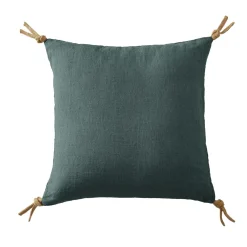 Coussin carré lin lavé (45 cm) Louise Gris ardoise