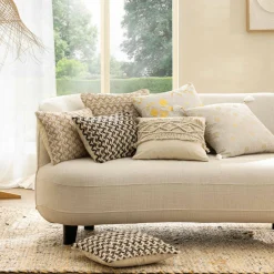 Coussin carré macramé (45 x 45 cm) Samaya Beige