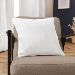 Coussin carré tissé (45 x 45 cm) Alba Blanc perle