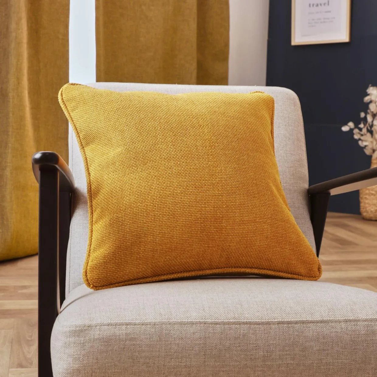 Coussin carré tissé (45 x 45 cm) Alba Jaune moutarde