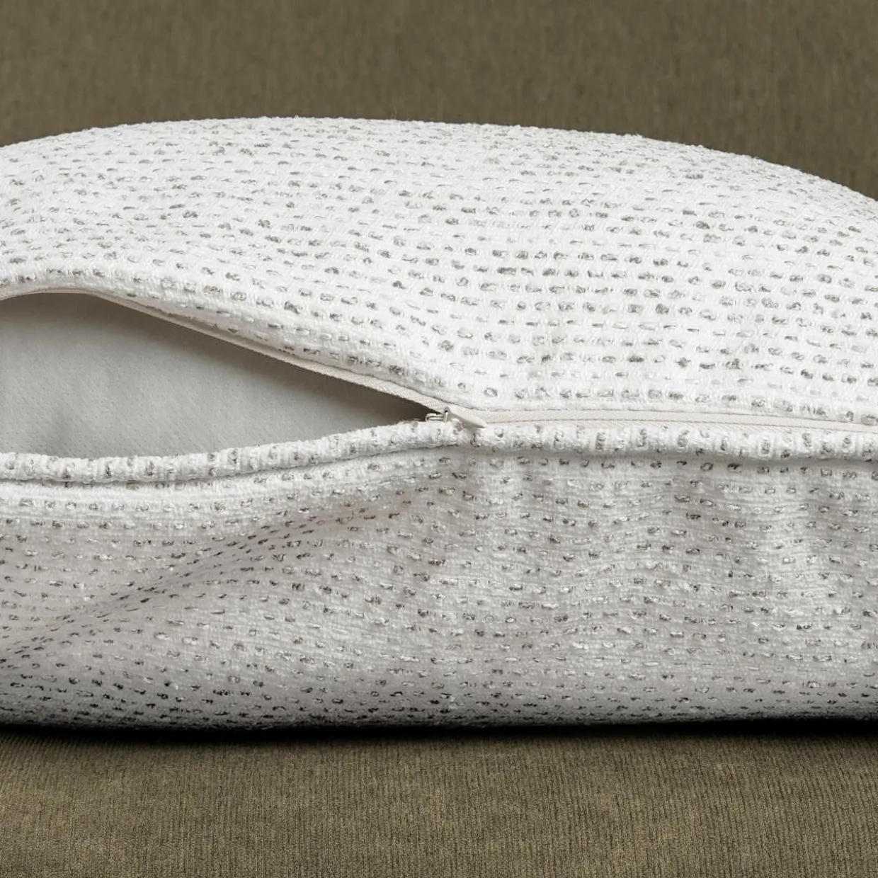 Coussin carré tissé (50 x 50 cm) Oscar Gris perle