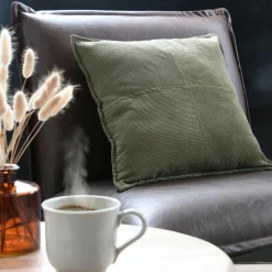 Coussin carré velours (45 x 45 cm) Dandy Vert kaki