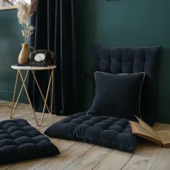 Coussin carré velours de coton (45 x 45 cm) Victor Bleu nuit