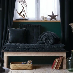 Coussin carré velours de coton (45 x 45 cm) Victor Bleu nuit