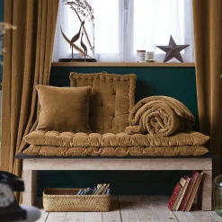 Coussin carré velours de coton (45 x 45 cm) Victor Camel