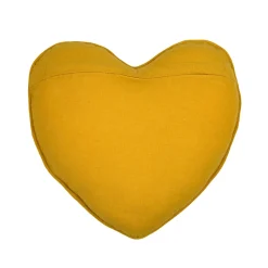 Coussin cœur effet soie (40 x 40 cm) Emmy Jaune moutarde