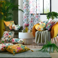 Coussin cœur effet soie (40 x 40 cm) Emmy Jaune moutarde