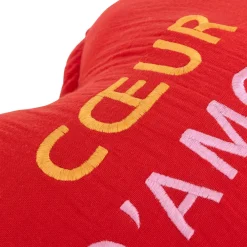 Coussin cœur enfant coton (40 cm) Amour Rouge