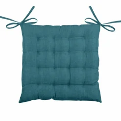 Coussin de chaise carré 16 points (40 x 40 cm) Béa Bleu canard