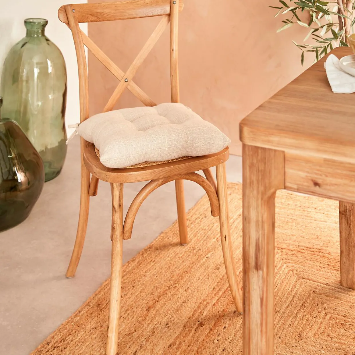 Coussin de chaise carré (38 x 38 cm) Clem Beige lin