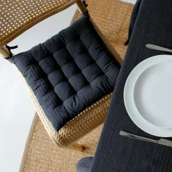 Coussin de chaise carré (38 x 38 cm) Bombay Gris anthracite