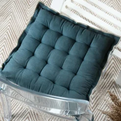 Coussin de chaise carré coton (38 x 38 cm) Helios Bleu