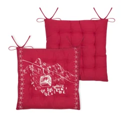 Coussin de chaise carré coton (38x38 cm) Villard Rouge