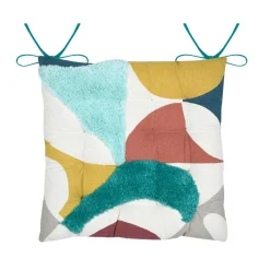 Coussin de chaise carré coton (38x38 cm) Blokken Multicolore