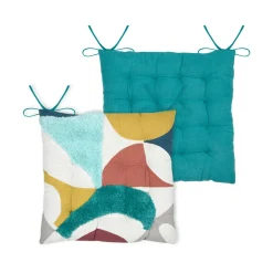 Coussin de chaise carré coton (38x38 cm) Blokken Multicolore