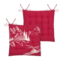 Coussin de chaise carré coton (38x38 cm) Villard Bordeaux