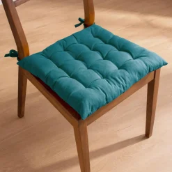 Coussin de chaise carré coton (40 x 40 cm) Pixel Bleu canard