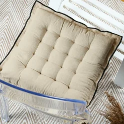 Coussin de chaise carré coton (38 x 38 cm) Helios Ecru