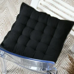 Coussin de chaise carré coton (38 x 38 cm) Helios Noir