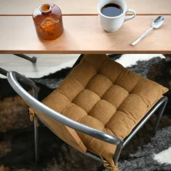 Coussin de chaise carré velours (38 x 38 cm) Dandy Camel