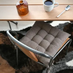 Coussin de chaise carré velours (38 x 38 cm) Dandy Taupe