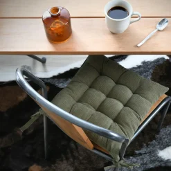 Coussin de chaise carré velours (38 x 38 cm) Dandy Vert kaki