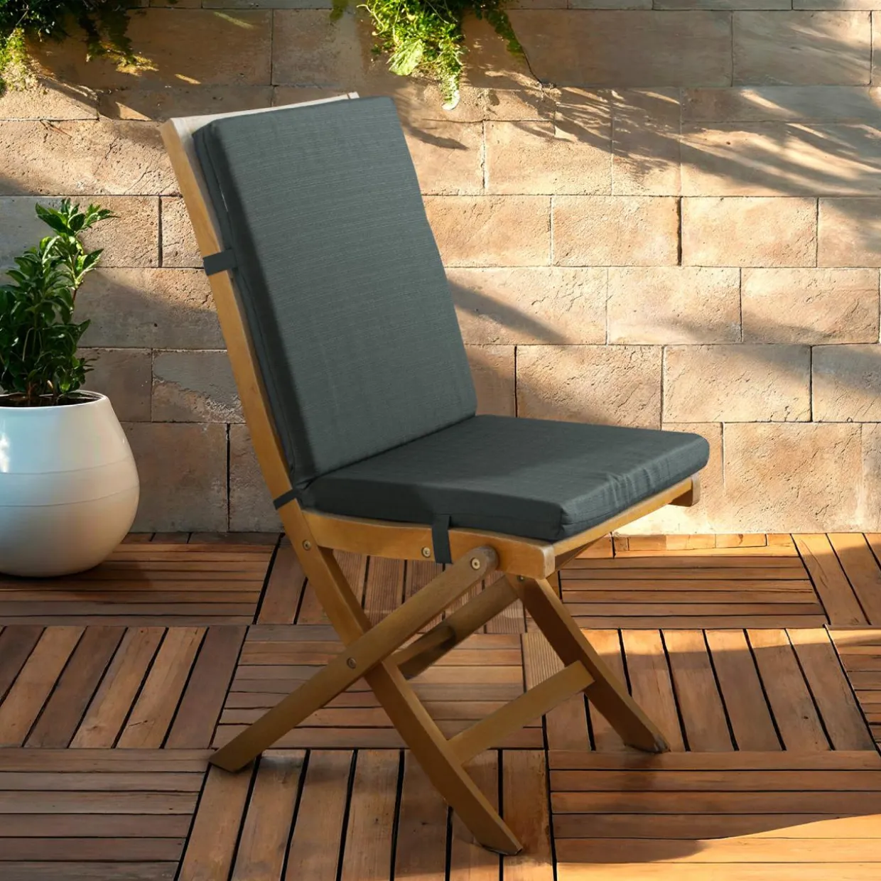 Coussin de chaise extérieur avec dossier (90 x 40 cm) Sunset Gris anthracite